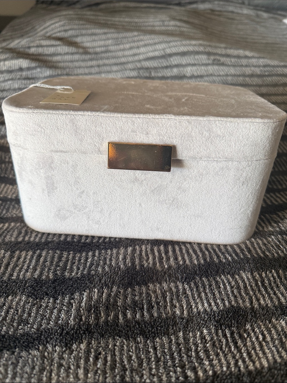 a new day Velvet Jewelry Box in Light Gray with Gold Clasp